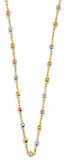 14K Tri Color Gold Fancy DC Bead Necklace