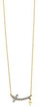 Load image into Gallery viewer, 14K Two Tone Gold Double Cross CZ Necklace