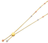 14K Tri Color Gold Adjustable Ball Necklace