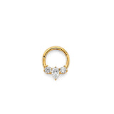 14K Yellow Gold Three CZ Nose Jewelry