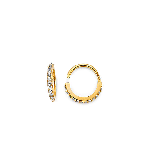 14K Yellow Gold CZ Hoop Nose Jewelry