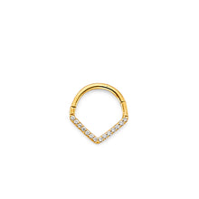 Load image into Gallery viewer, 14K Yellow Gold V Shape CZ Nose Jewelry