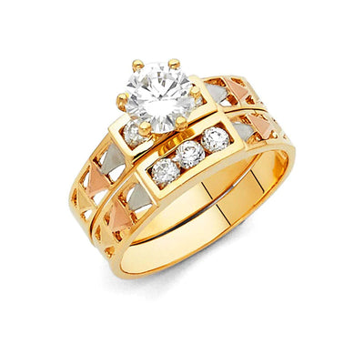 14K Tri Color Gold 4mm CZ Ladies Wedding Ring--Wedding Band and Engagement Rings are sold Separately