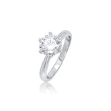 Sterling Silver Rhodium Plated Moissanite Classic Solitaire Engagement Ring