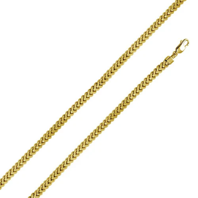 Sterling Silver 080-2MM Yellow Gold Plated Oval Franco Chain 20 inches