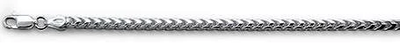 Sterling Silver Rhodium Plated 100-3mm Oval Franco Chain