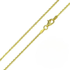 Sterling Silver Yellow Gold Plated Cable Chain 030-.6 MM with Spring Clasp-Length 14