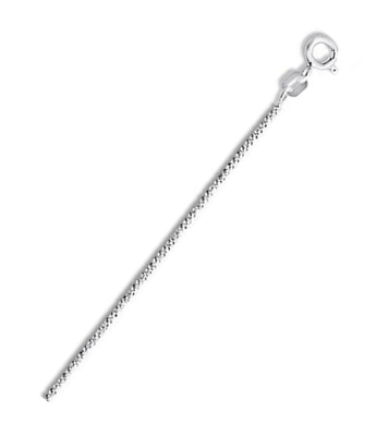 Sterling Silver Rhodium Plated Crisscross Chain 030 1.8mm with Lobster Clasp