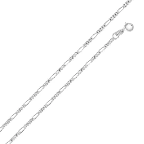 Sterling Silver Rhodium Plated Figaro 040-1.5mm Chain with Spring Clasp