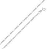 Sterling Silver Rhodium Plated Figaro 040-1.5mm Chain with Spring Clasp