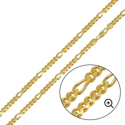 Sterling Silver Yellow Gold Plated Figaro 040-1.5mm Chain with Spring Clasp