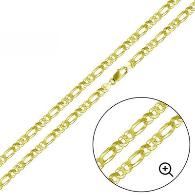 Sterling Silver Yellow Gold Plated Figaro 060-2.3mm Chain with Spring Clasp