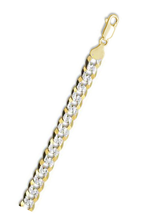Load image into Gallery viewer, Sterling Silver Solid 180-7.5MM Yellow Gold Plated Flat Pave Curb Chain