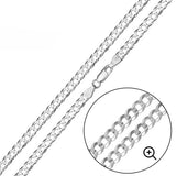 Sterling Silver Pave Curb Chain 100-4mm with Lobster Clasp