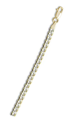 Sterling Silver Yellow Gold Plated Pave Curb Chain 100-4MM with Lobster Clasp