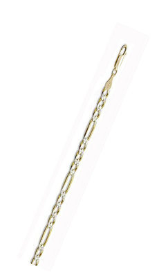 Sterling Silver 080-3mm Solid Yellow Gold Plated Pave Figaro Chain