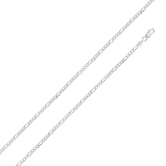 Sterling Silver Solid 080-3mm Pave Figaro Chain