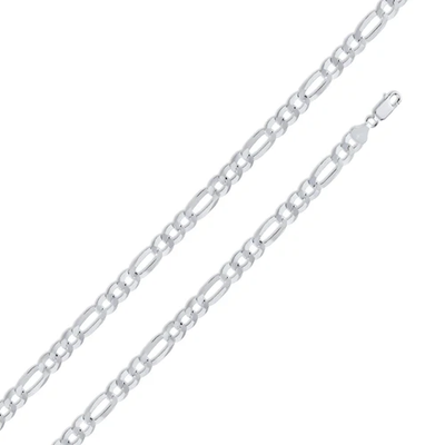 Sterling Silver Pave Figaro 150-6.2mm Chain with Lobster Clasp