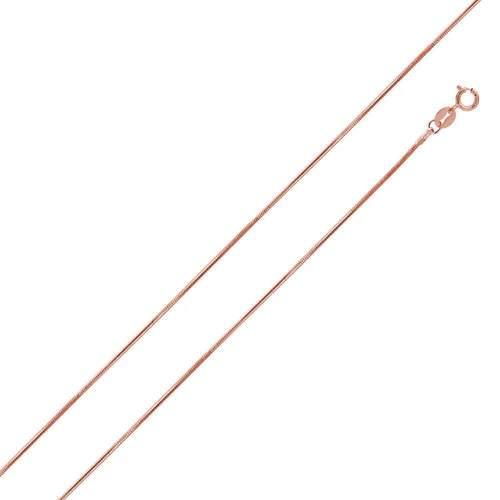 Sterling Silver Rose Gold Plated Snake 015-.9 mm Chain with Spring Clasp