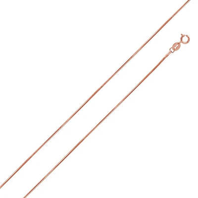 Sterling Silver Rose Gold Plated 020-1mm Snake Chain with Spring Clasp