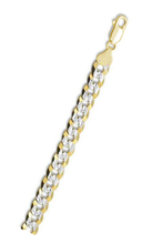 Load image into Gallery viewer, Sterling Silver 300-10MM Yellow Gold Plated Flat Pave Curb Chain