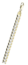 Load image into Gallery viewer, Sterling Silver 180-7.3MM Two Tone Yellow and White Pave Curb Chain