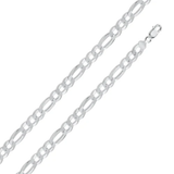 Sterling Silver 200-8MM Rhodium Finished Figaro Chain