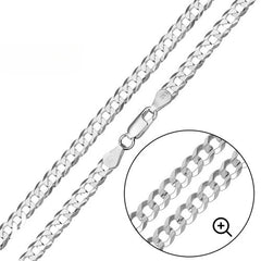 Sterling Silver Flat Curb 160-7mm Chain with Lobster Clasp