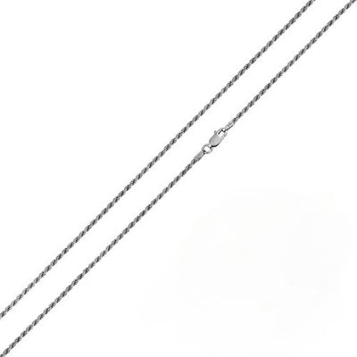 Italian Sterling Silver Rhodium Plated Loose Rope Chain 025- 1.2MM with Spring Clasp Closure