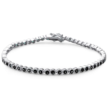 Load image into Gallery viewer, Sterling Silver Black Onyx CZ Tennis Bracelet