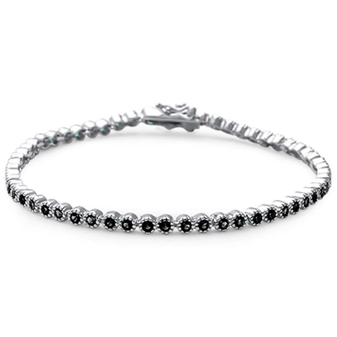 Sterling Silver Black Onyx CZ Tennis Bracelet