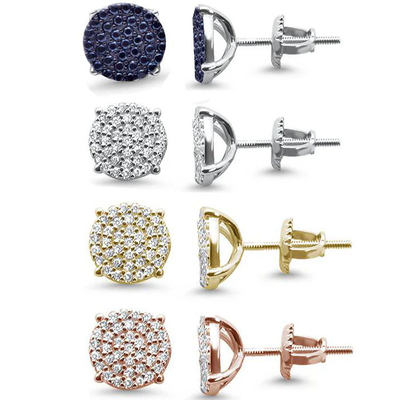 Sterling Silver 10mm Micro Pave Round CZ Stud Earrings
