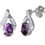 Sterling Silver Amethyst and White Opal High Fashion Earrings