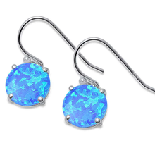 Load image into Gallery viewer, Sterling Silver Round Fire Blue Opal Earring
