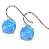 Sterling Silver Round Fire Blue Opal Earring