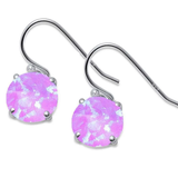 Sterling Silver Round Fire Pink Opal Earring