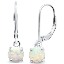Load image into Gallery viewer, Sterling Silver Round White Opal Lever Back Earrings