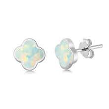 Load image into Gallery viewer, Sterling Silver White Opal Flower Earrings