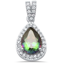 Load image into Gallery viewer, Sterling Silver Pear Rainbow Topaz And Cubic Zirconia Pendant