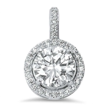 Load image into Gallery viewer, Sterling Silver Halo Round Cubic Zirconia Pendant