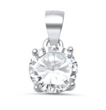 Load image into Gallery viewer, Sterling Silver Round CZ Solitaire Pendant