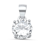 Sterling Silver Round CZ Solitaire Pendant