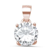 Load image into Gallery viewer, Sterling Silver Rose Gold Plated Round CZ Halo Pendant