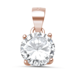 Sterling Silver Rose Gold Plated Round CZ Halo Pendant