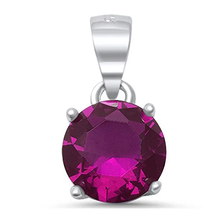 Load image into Gallery viewer, Sterling Silver Round Rose Pink CZ Solitaire Pendant