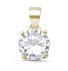 Sterling Silver Yellow Gold Plated Round CZ Halo Pendant