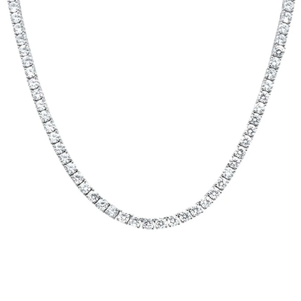 Sterling Silver 5mm Round Cubic Zirconia Necklace