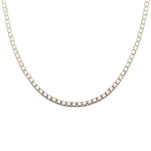 Load image into Gallery viewer, Sterling Silver Yellow Gold Plated 4mm Round Cubic Zirconia Necklace