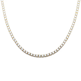 Sterling Silver Yellow Gold Plated 4mm Round Cubic Zirconia Necklace