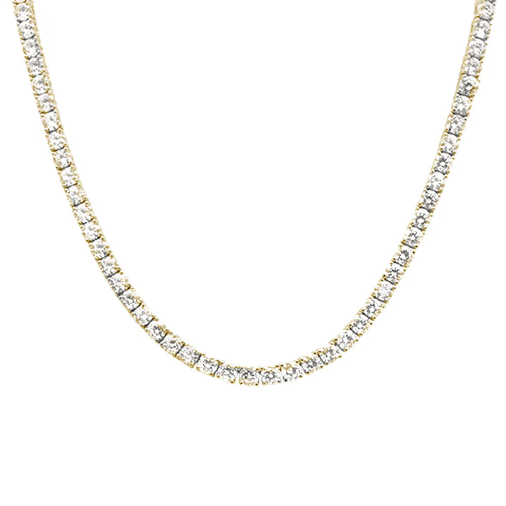 Sterling Silver Yellow Gold Plated 5mm Round Cubic Zirconia Necklace